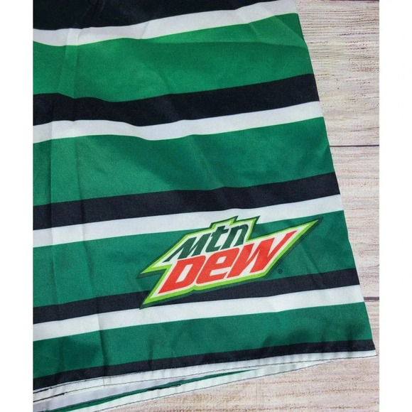 Mountain Dew Board Swim Shorts Men's Size 32 Green Black White Striped Summer - Picture 3 of 4